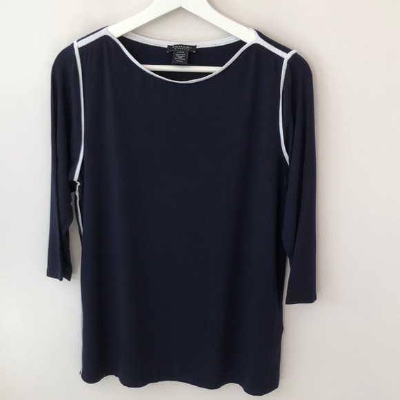 TAHARI  Tops, TAHARI Elements,LADIES 3/4 sleeve Top , dark blue , size L - Picture 1 of 7